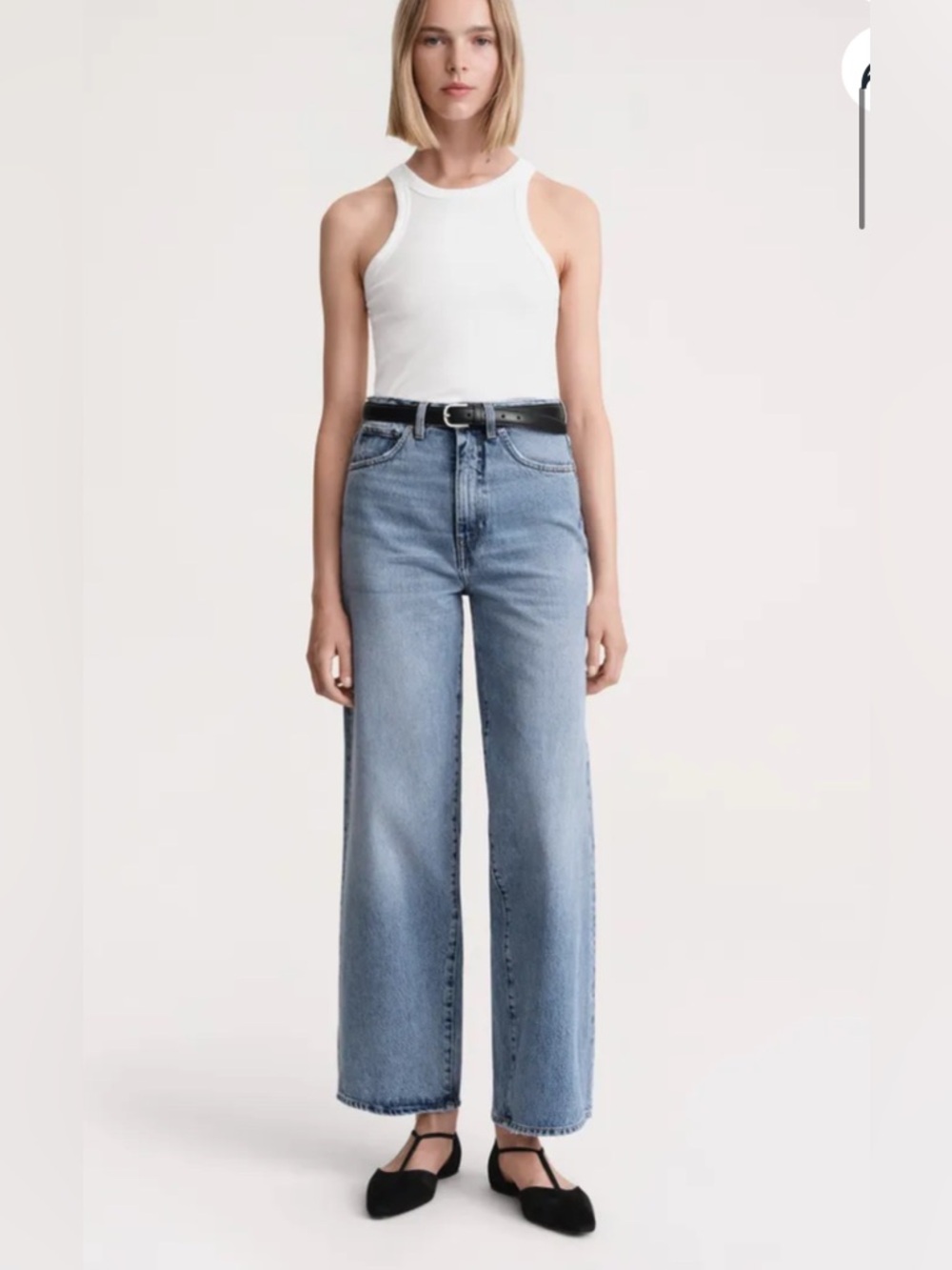 Toteme Flare Fit Denim Jeans – High Waist Wide Leg Cropped – Organic Cotton